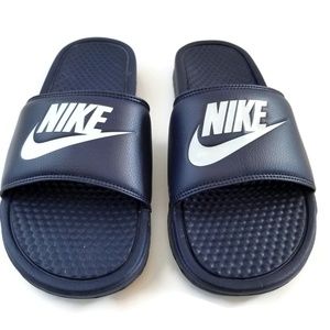 navy nike slides